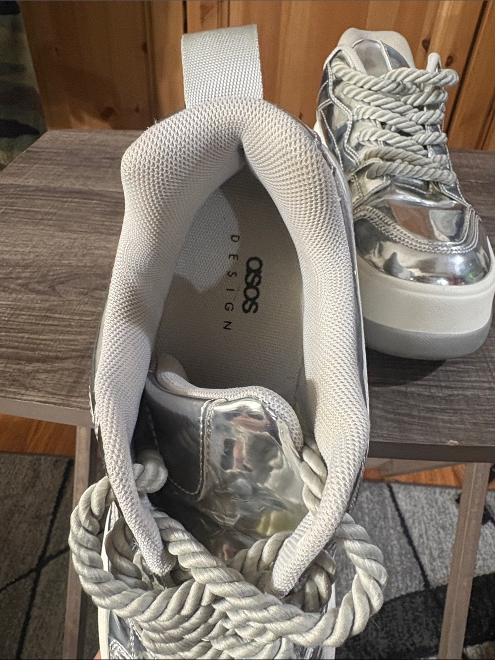 ASOS Silver Mirror-Effect Chunky Platform Trainers - Picture 4 of 8